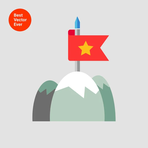 Bandiera sulla cima della montagna — Vettoriale Stock