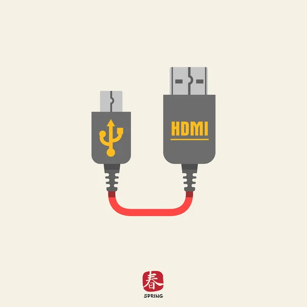 Mini USB-naar-HDMI-kabel — Stockvector