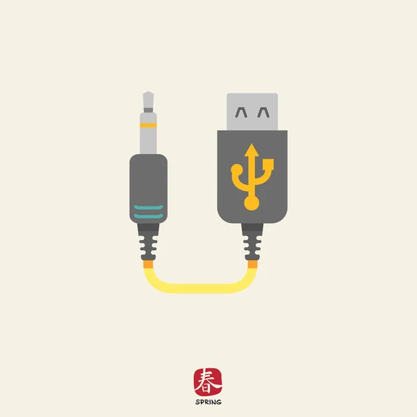 Mini cable USB a jack — Vector de stock