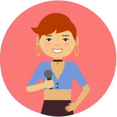 Download Smiling Woman With Microphone Free Vector Eps Cdr Ai Svg Vector Illustration Graphic Art