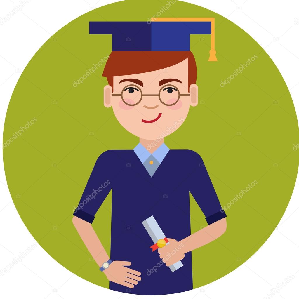 Male graduate holding diploma scroll