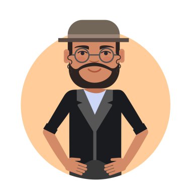 Gözlük ve şapka giyen Yahudi adam