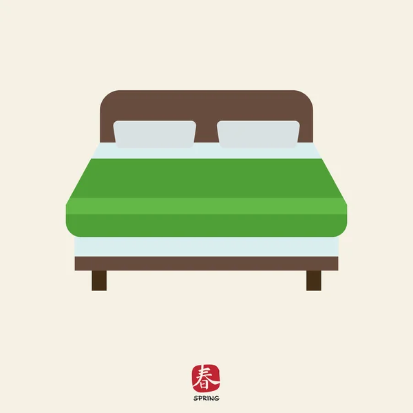 Double bed icon — Stock Vector