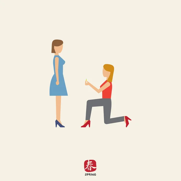 Femme faisant une proposition — Image vectorielle