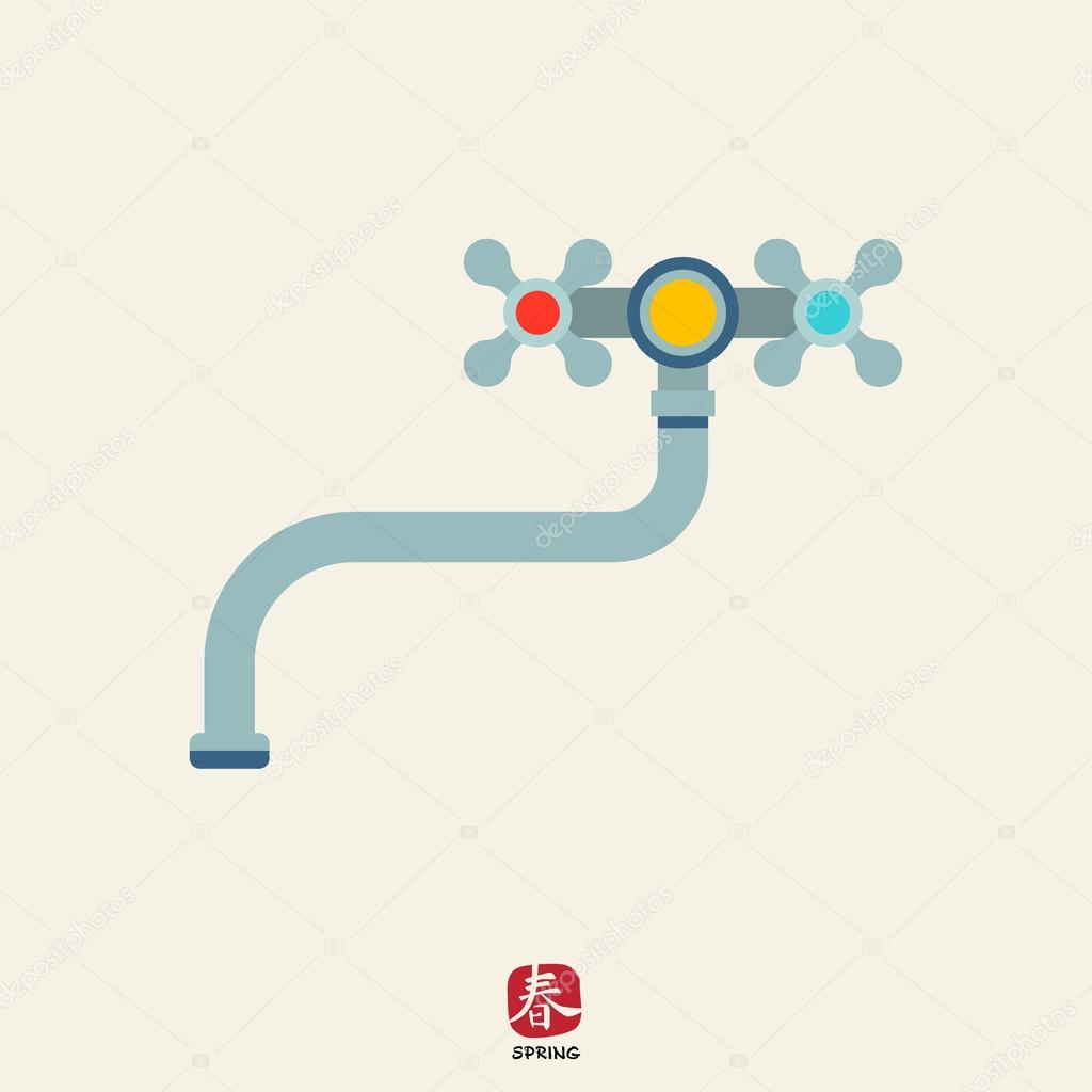 Icon of traditional water tap with knobs
