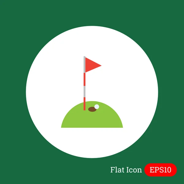 Campo de golf con pelota y hoyo — Vector de stock