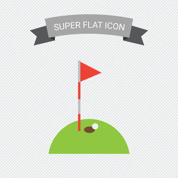 Campo de golf con pelota y hoyo — Vector de stock