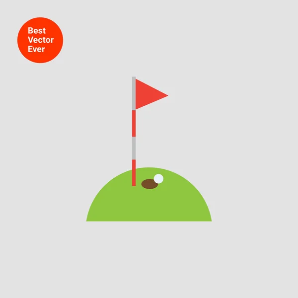 Campo de golf con pelota y hoyo — Vector de stock