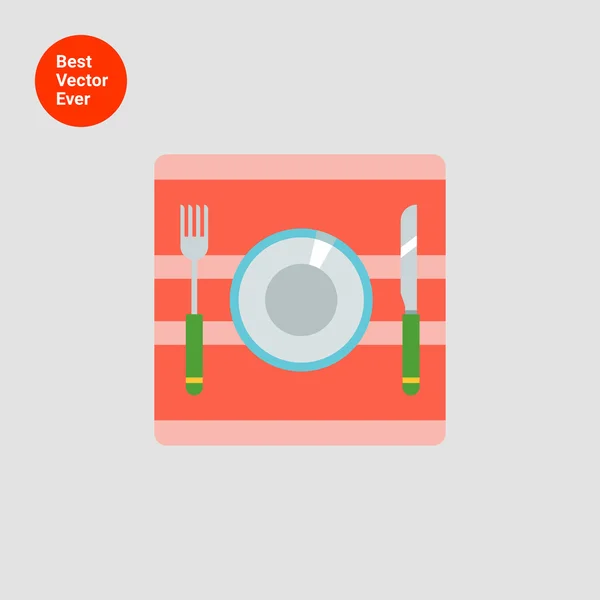 Assiette avec fourchette et couteau — Image vectorielle