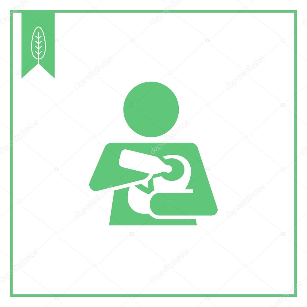 Icon of woman silhouette holding and feeding baby