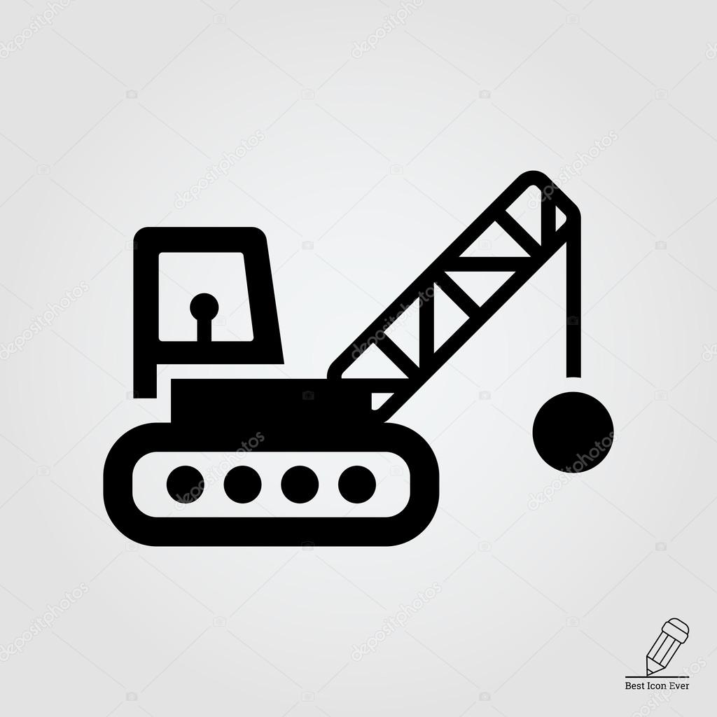 Icon of crane with wrecking ball
