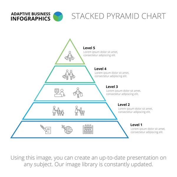 Gestapeld piramide grafieksjabloon 4 — Stockvector