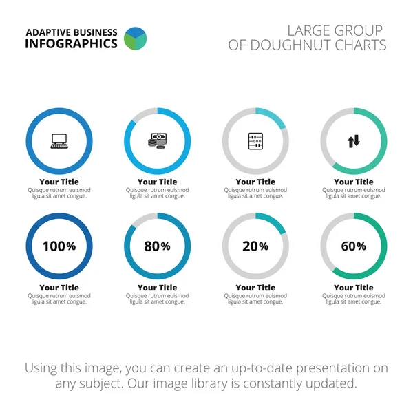 Template of donghnut charts group — стоковый вектор