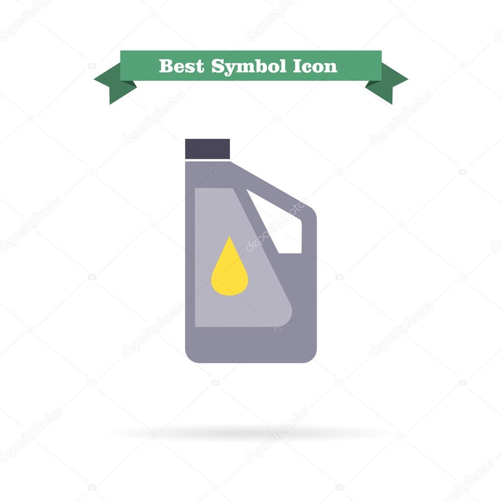Icon of plastic bottle of engine oil with oil drop picture on label