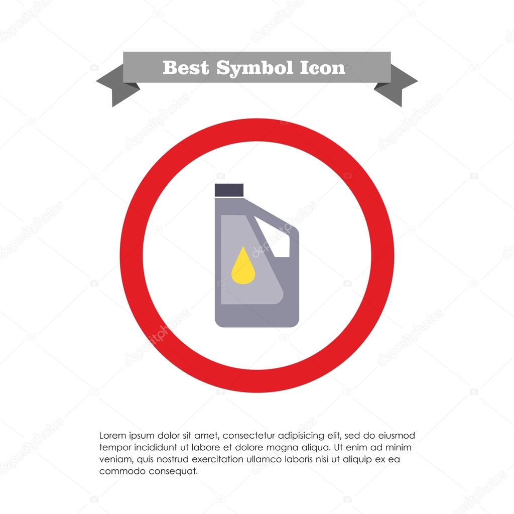Icon of plastic bottle of engine oil with oil drop picture on label