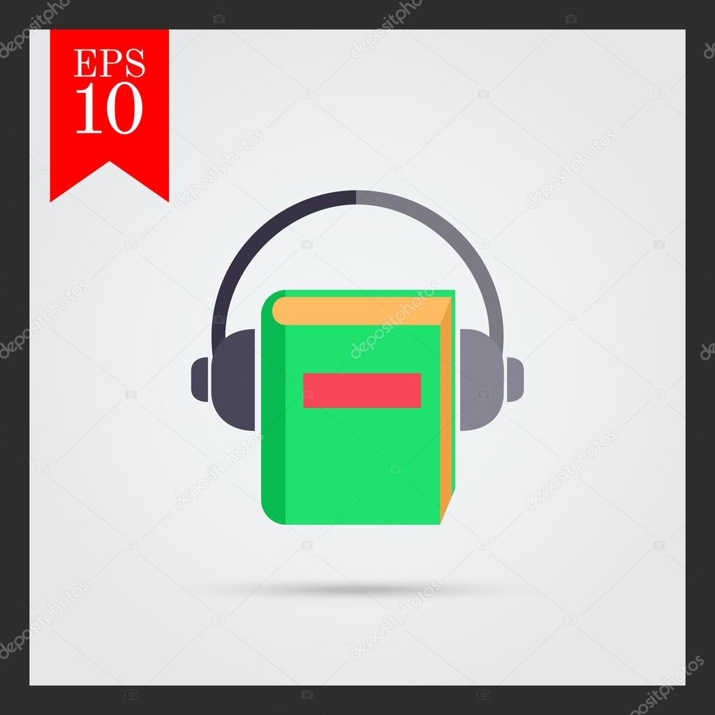 Icon of book with headphones
