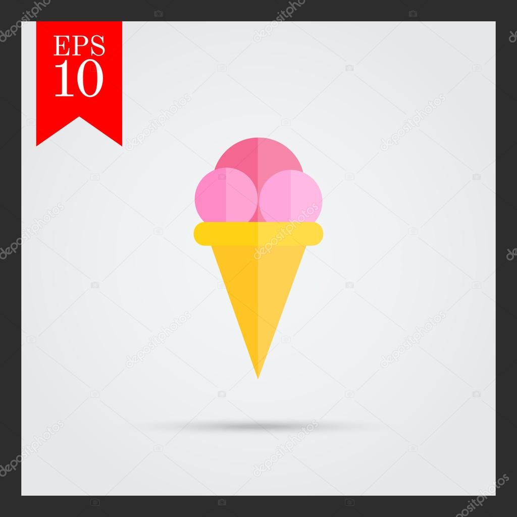 Icon of ice cream balls in waffle cone