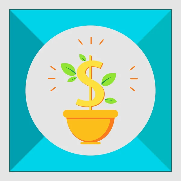 Árbol de dinero en olla — Vector de stock