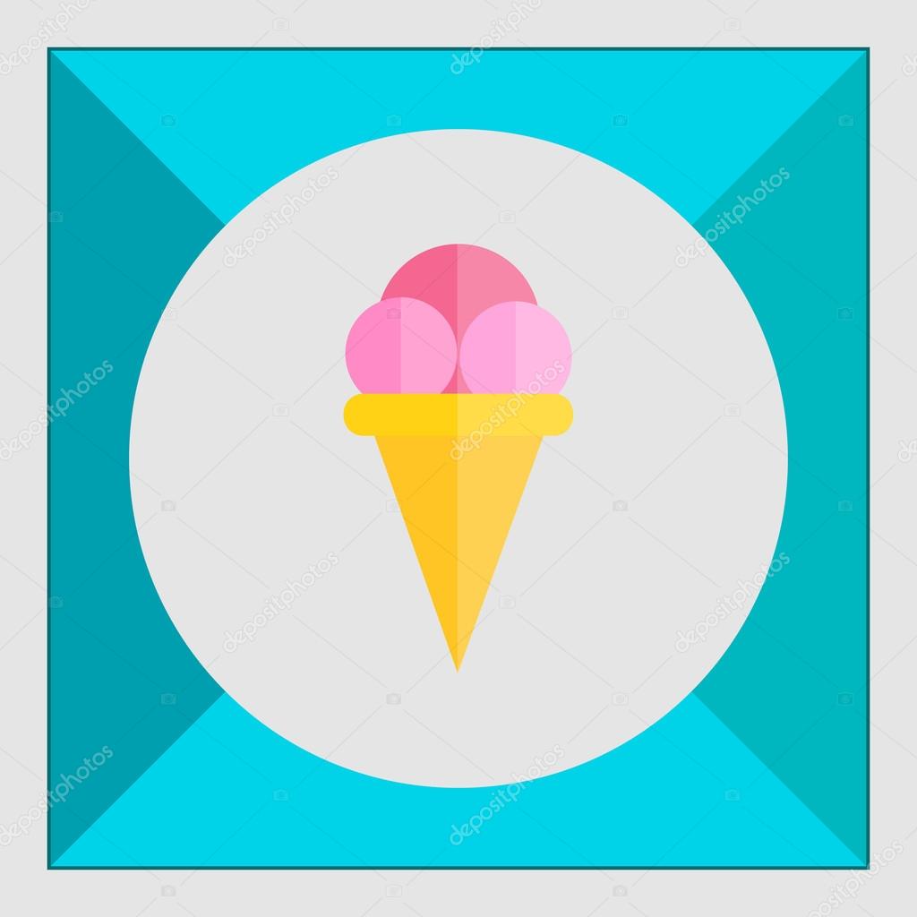 Icon of ice cream balls in waffle cone
