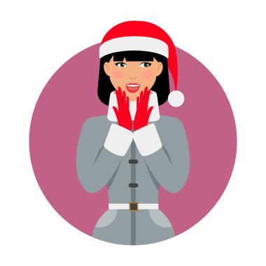 Noel Baba şapkası şaşırmış kadın