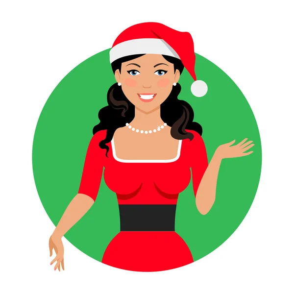 Piękna kobieta noszenia stroju Santa — Wektor stockowy