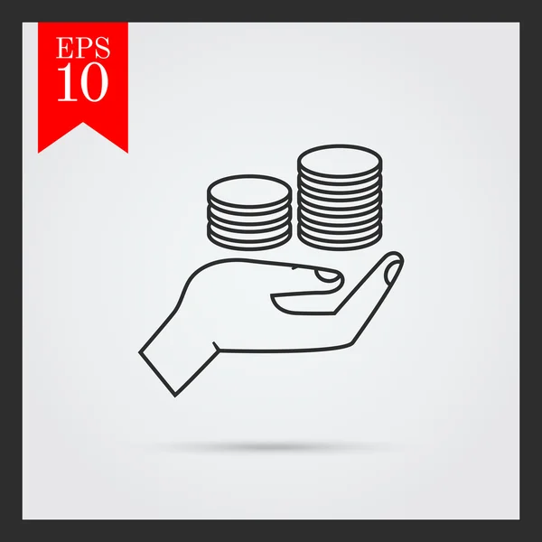 Coins on palm — Stock Vector