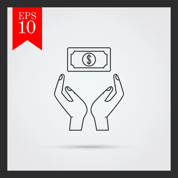 Hands holding dollar banknote — Stock Vector