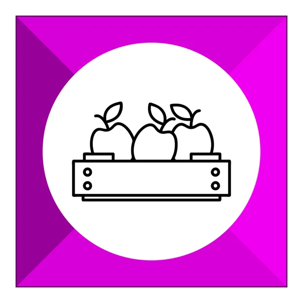 Manzanas en caja de madera — Vector de stock