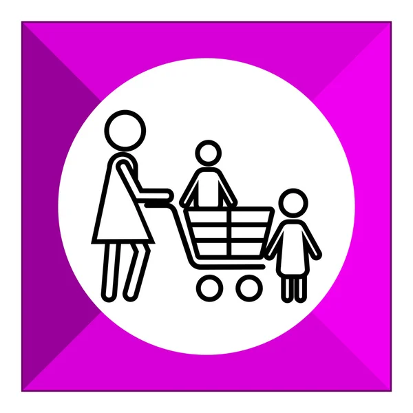 Compras con niños — Vector de stock