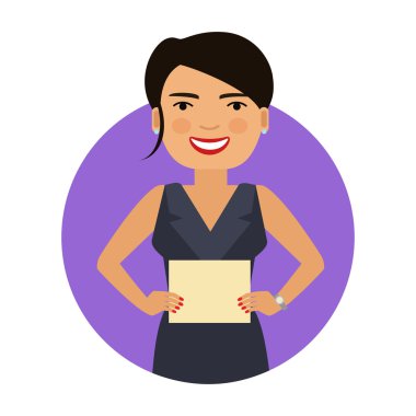 Kağıt sayfa tutan gülümseyen kadın