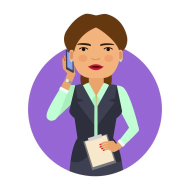 İş kadını ile telefon ve Pano