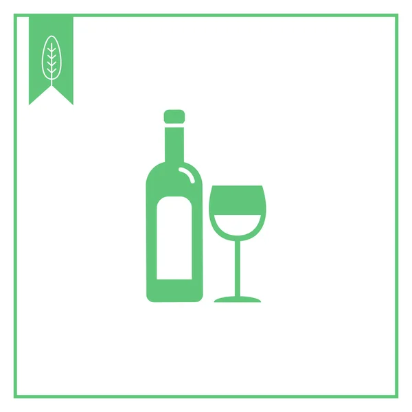 Garrafa de vinho e vidro —  Vetores de Stock