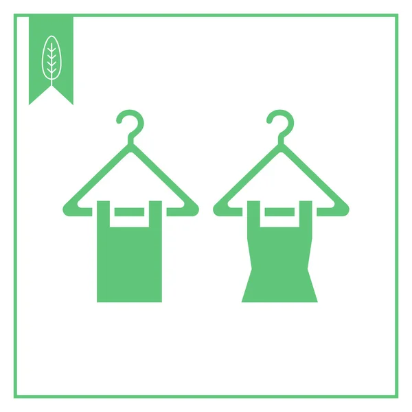 Kleding op het pictogram van de kleerhangers — Stockvector