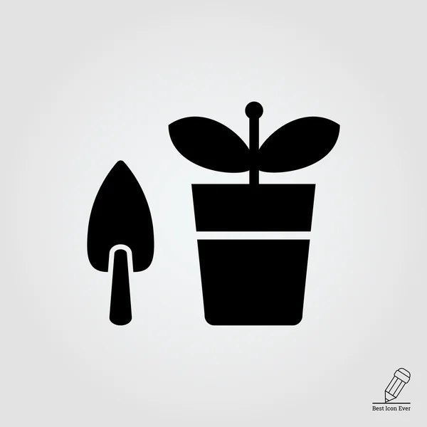 Hrnková rostlina s lopatou — Stockový vektor