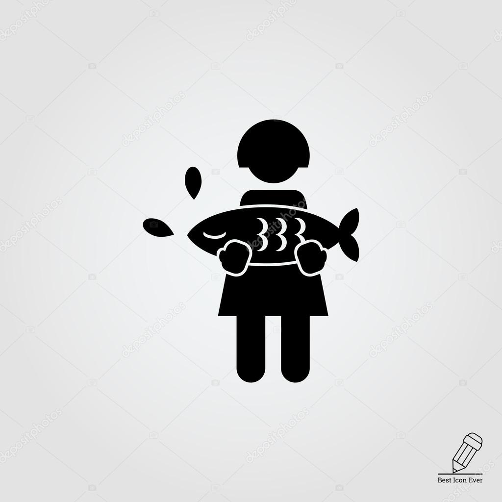 Woman Holding Fish Stock Vector C Redinevector 87665448