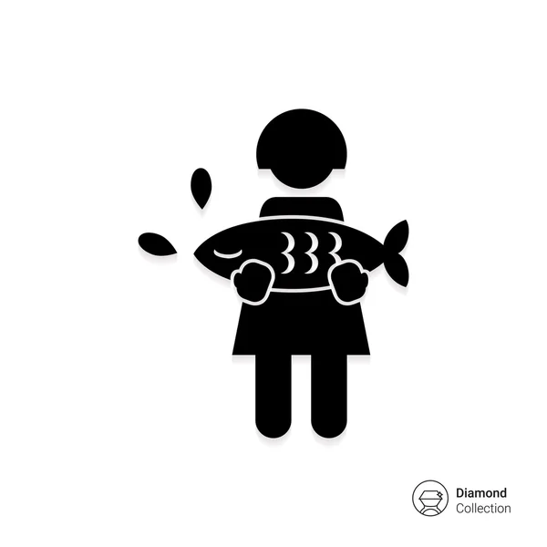 Donna che tiene il pesce — Vettoriale Stock