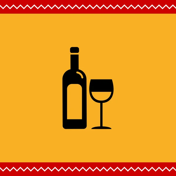 Garrafa de vinho e vidro —  Vetores de Stock