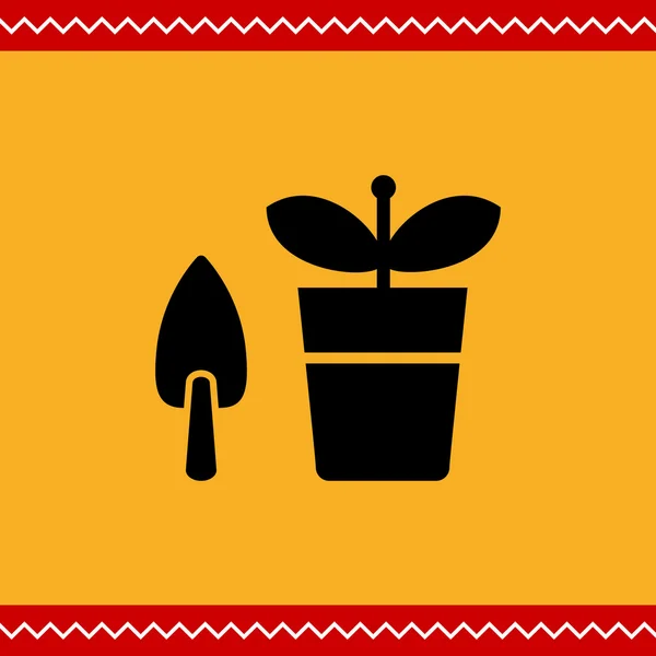 Planta em vaso com pá —  Vetores de Stock