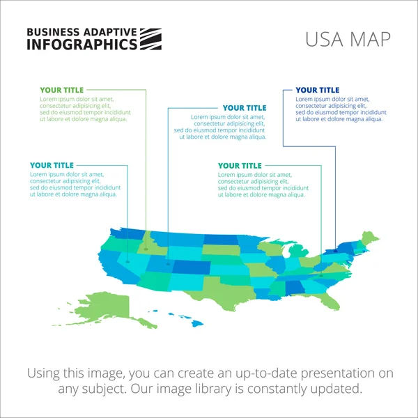 Šablona mapa USA 2 — Stockový vektor