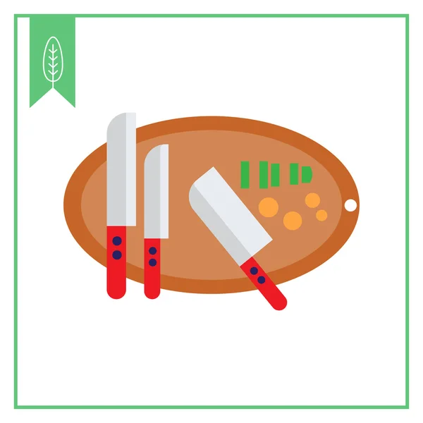 Nože na prkénku — Stockový vektor