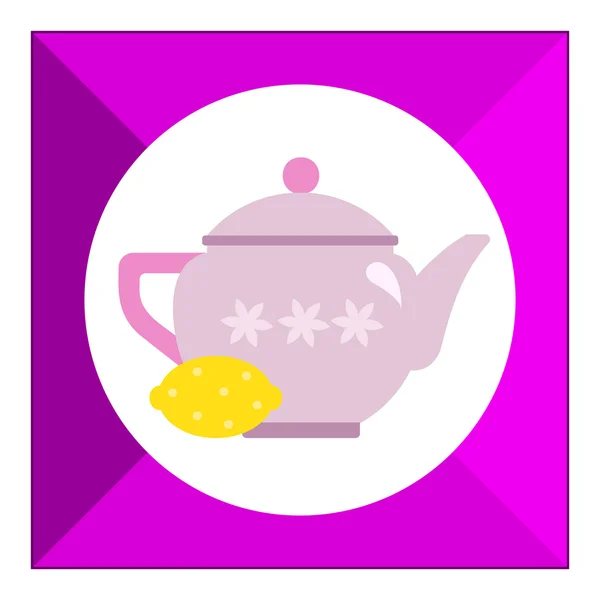 Teekanne mit Zitronensymbol — Stockvektor
