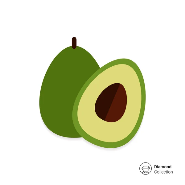 Авокадо и авокадо наполовину — стоковый вектор