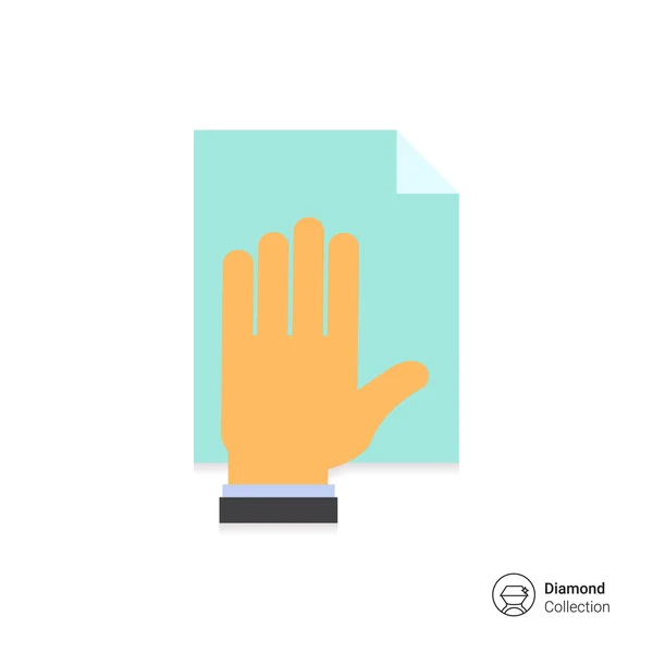 Human palm on paper document — Stock Vector