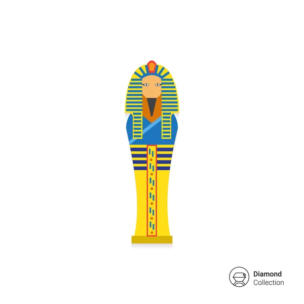 Icono de sarcófago faraón egipcio — Vector de stock
