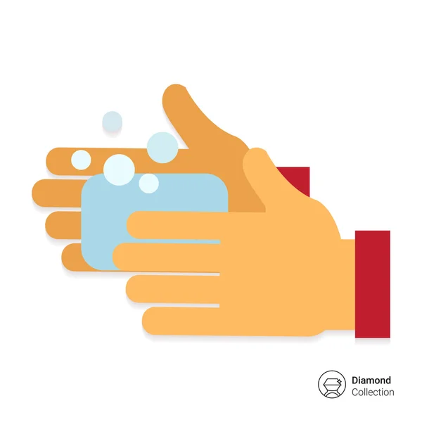 Ellerimi sabunla yıkıyorum.