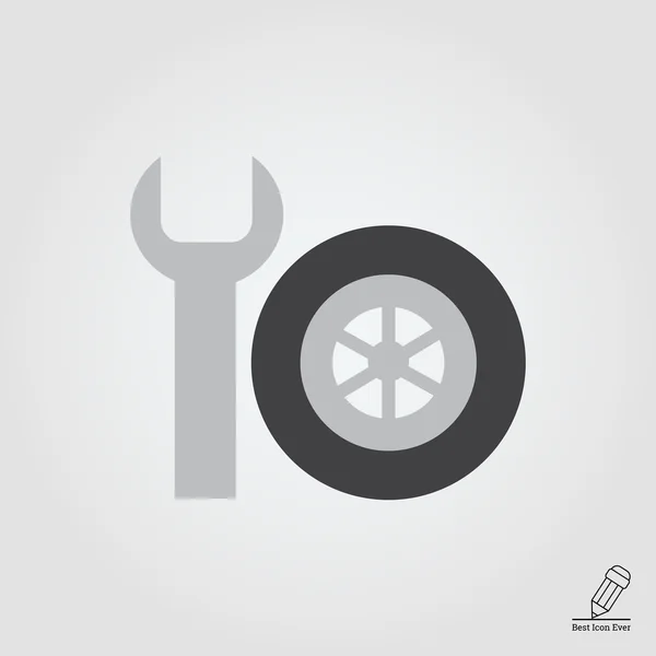 Spanner en auto wiel pictogram — Stockvector