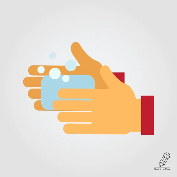 Ellerimi sabunla yıkıyorum.