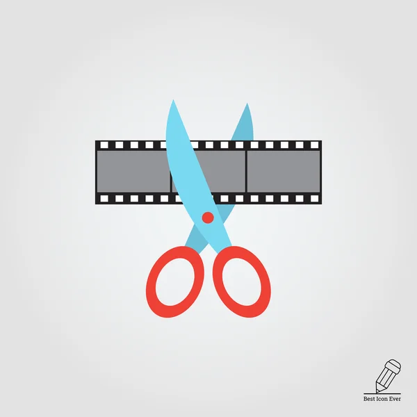 Tijeras película de corte — Vector de stock