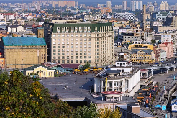 Kyjev Ukrajina Září 2020 Letecký Pohled Poštovovo Náměstí Jeden Nejstarších — Stock fotografie