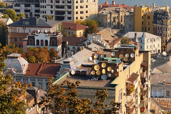 Vista Panorámica Del Paisaje Aéreo Los Techos Los Edificios Techo — Foto de Stock